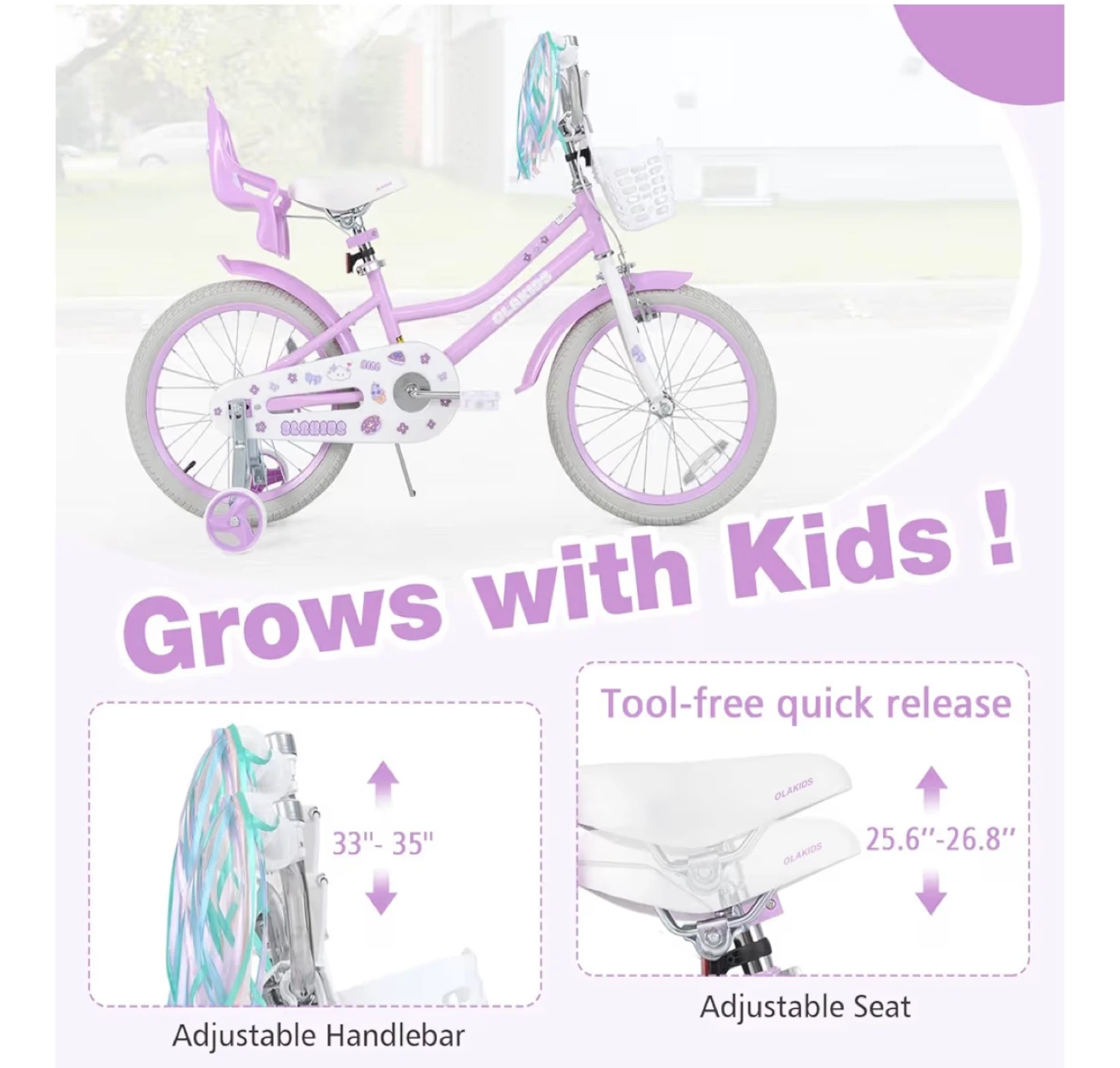 OLAKIDS 16-inch Kids Bike with Training Wheels and Basket - photo 2