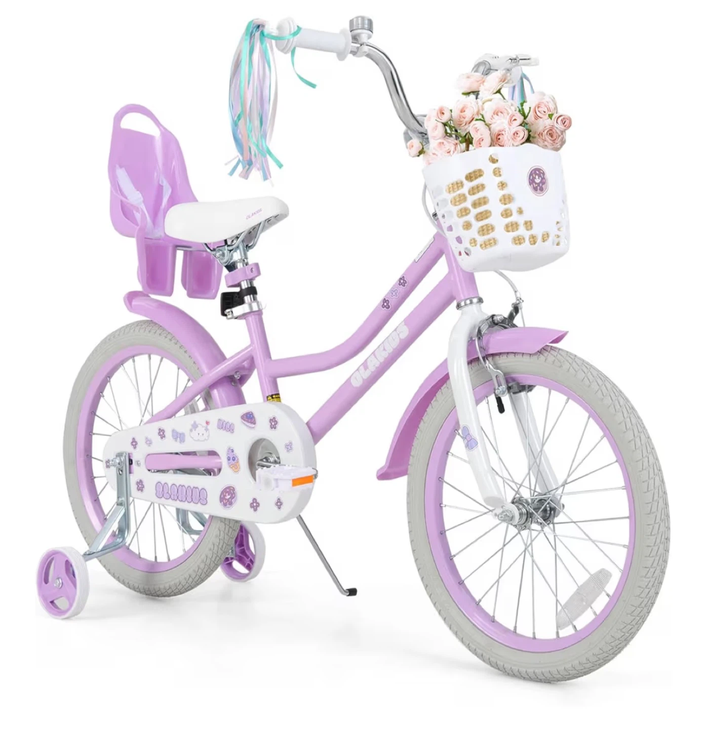 OLAKIDS 16-inch Kids Bike with Training Wheels and Basket