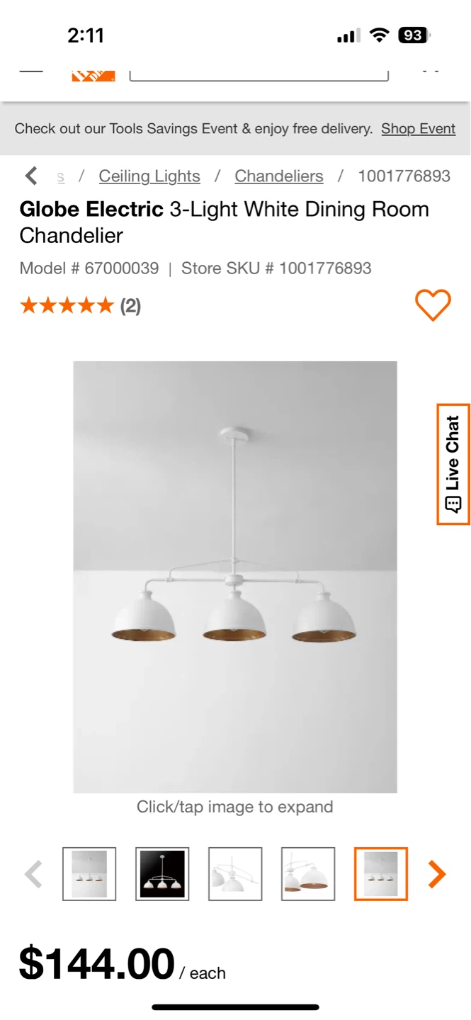 Globe Electric 3-Light White Dining Room Chandelier - photo 4