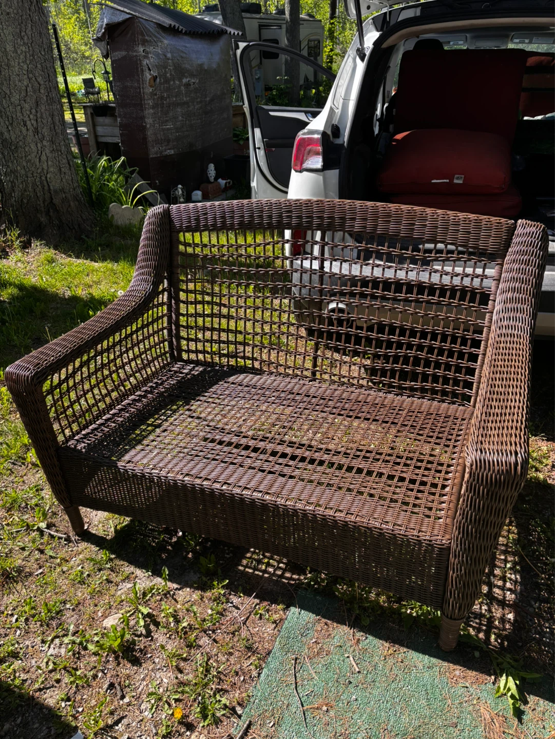 Brown Wicker Loveseat/Sofa hampton bay