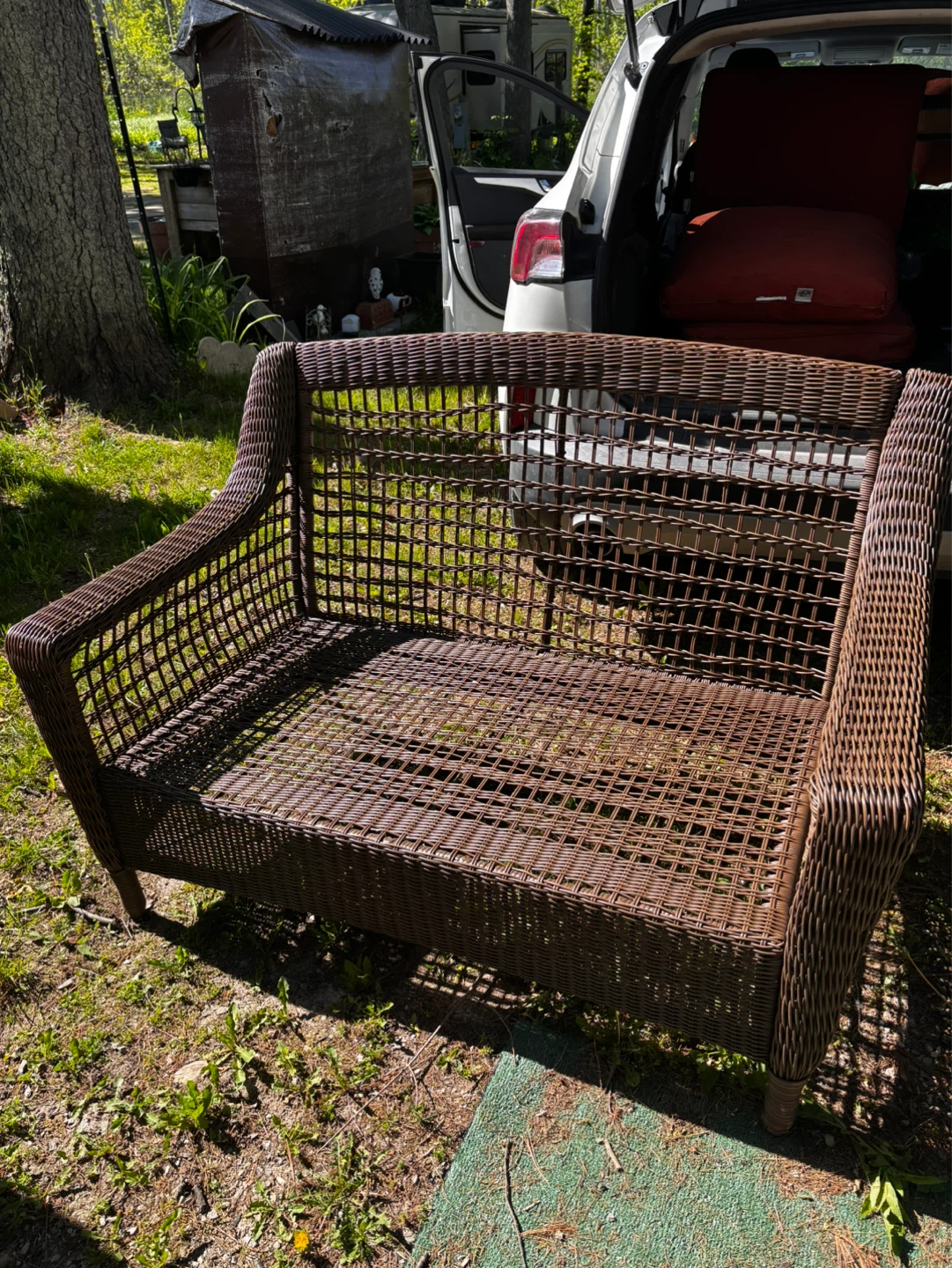 Brown Wicker Loveseat/Sofa hampton bay - photo 2
