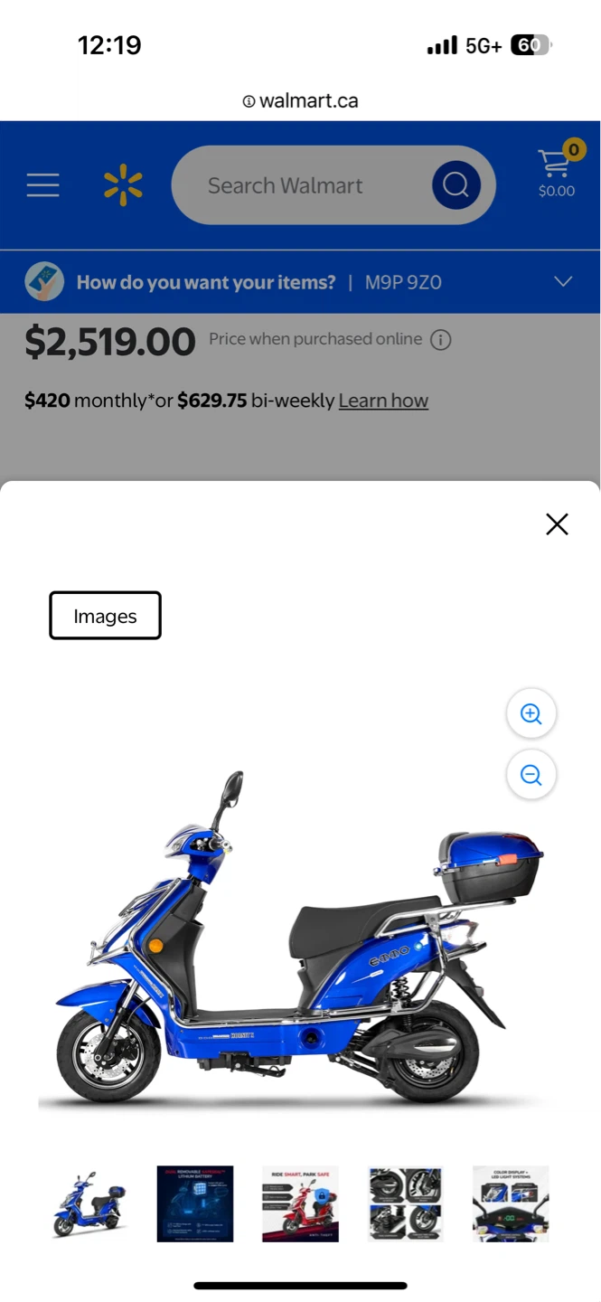 Blue Electric Scooter daymark chamalion bluetooth
