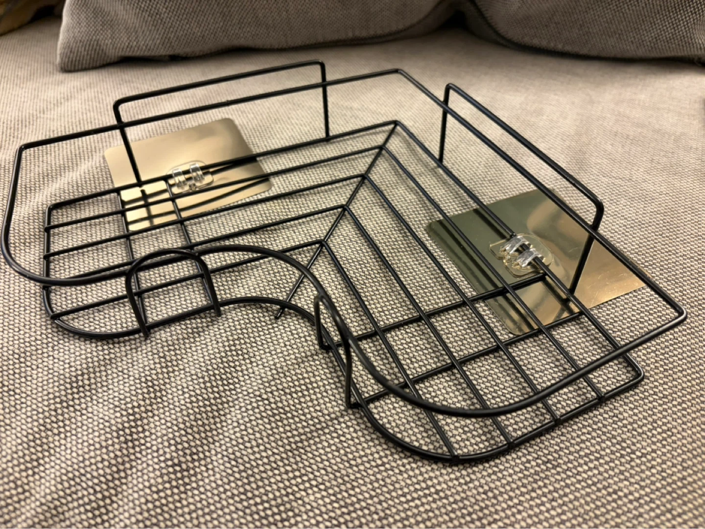 Black Metal Corner Shelf with Adhesive Mount