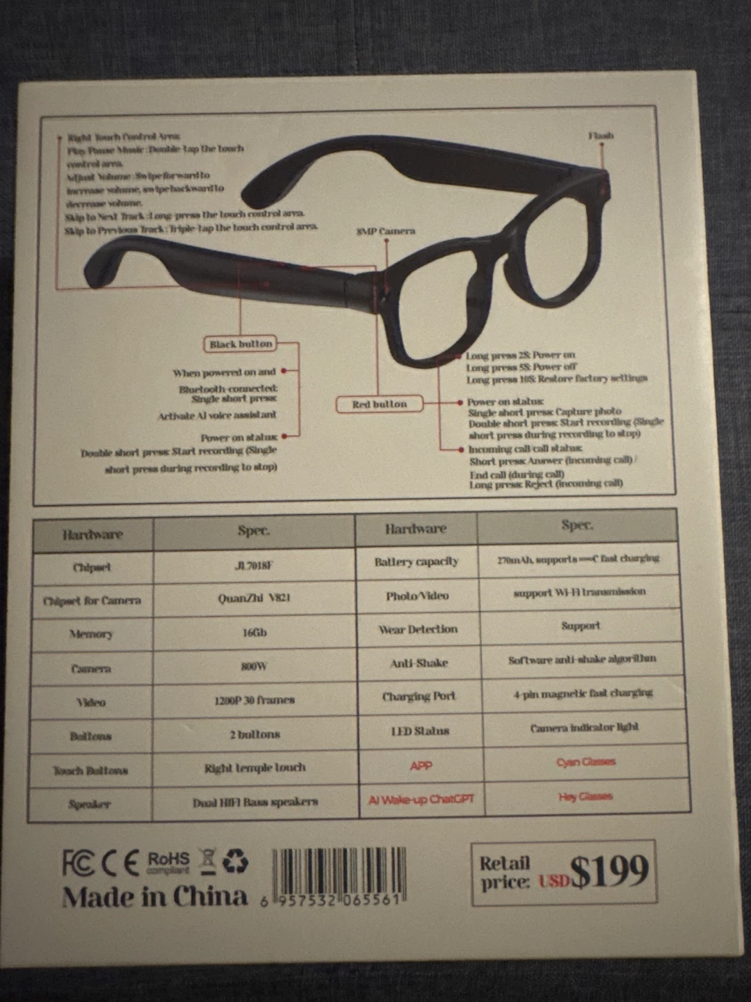 AIMB-G1 AI Smart Glasses with 8MP Camera - photo 2