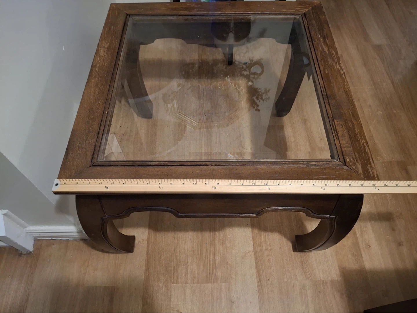 Wooden Side Table with Glass Top - photo 3