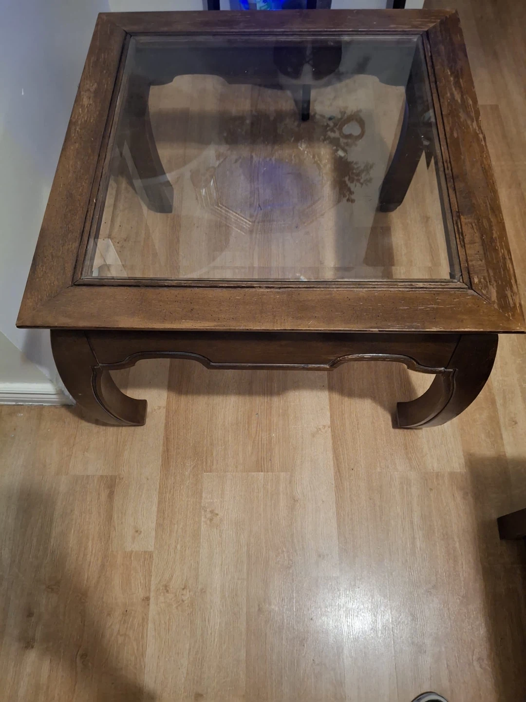 Wooden Side Table with Glass Top - photo 4