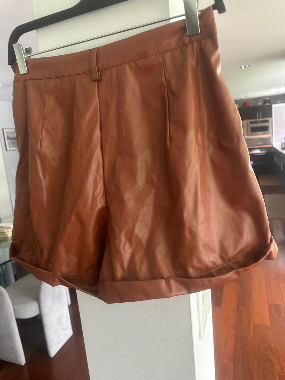 SHEIN Faux Leather Shorts Size M Brown - photo 2