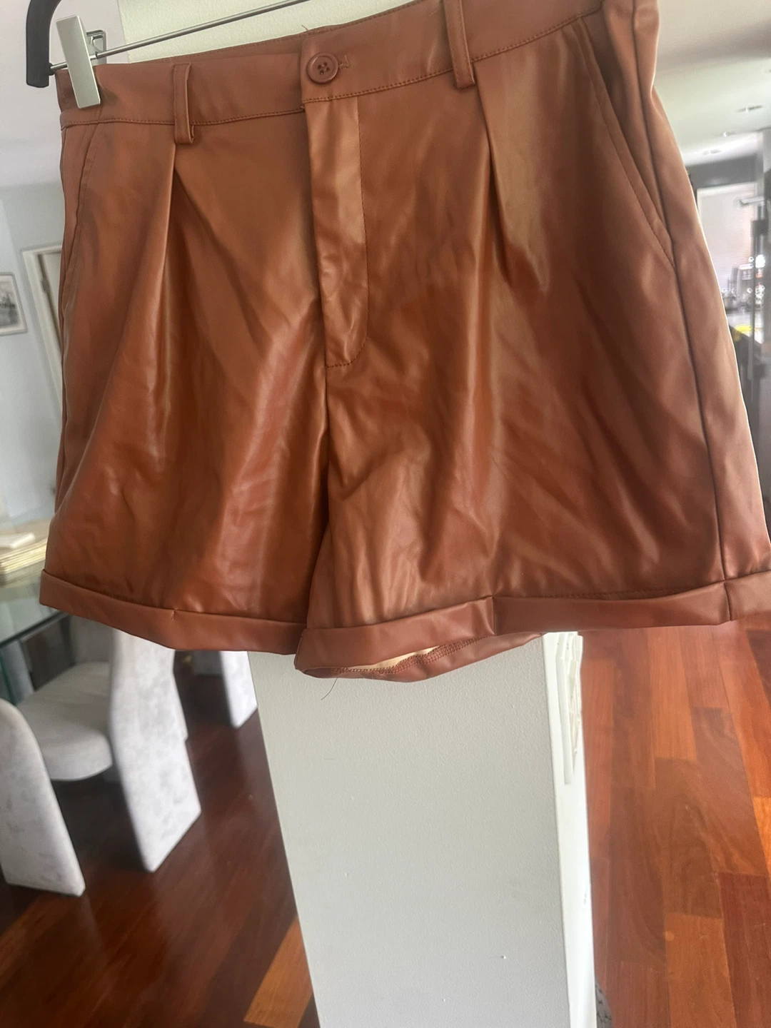 SHEIN Faux Leather Shorts Size M Brown