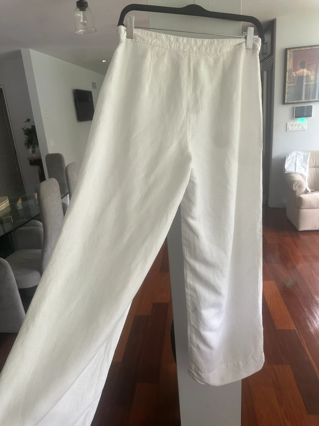 H&M White Linen Blend Pants US 4