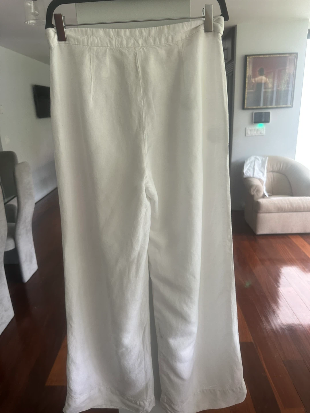 H&M White Linen Blend Pants US 4 - photo 2