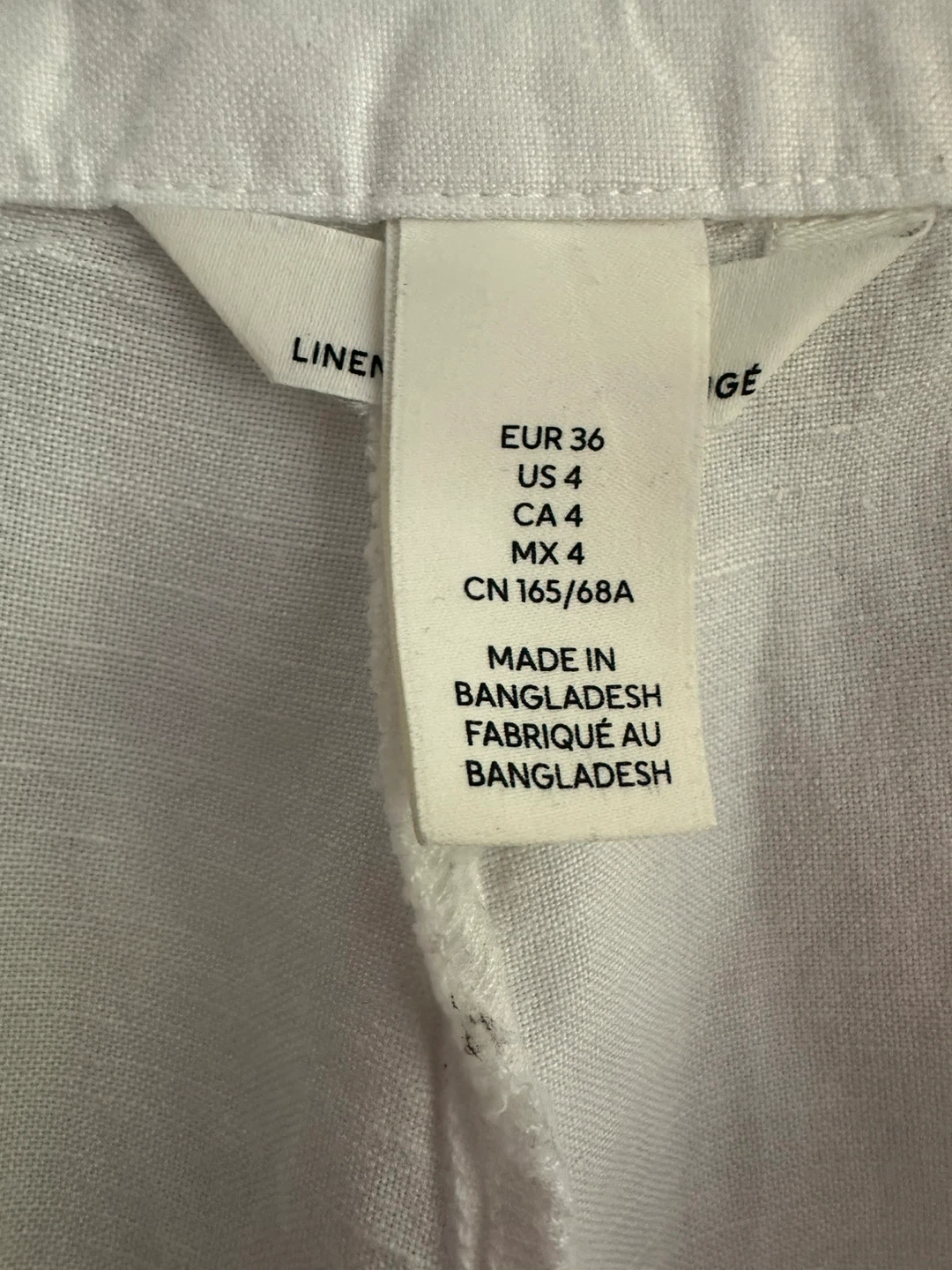 H&M White Linen Blend Pants US 4 - photo 3