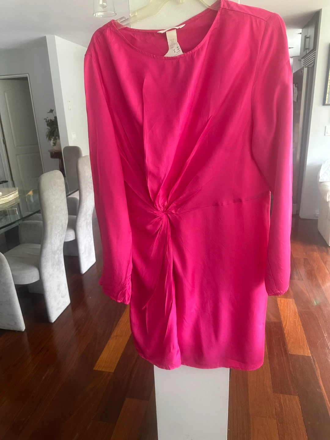 H&M Pink Long Sleeve Twist Front Dress