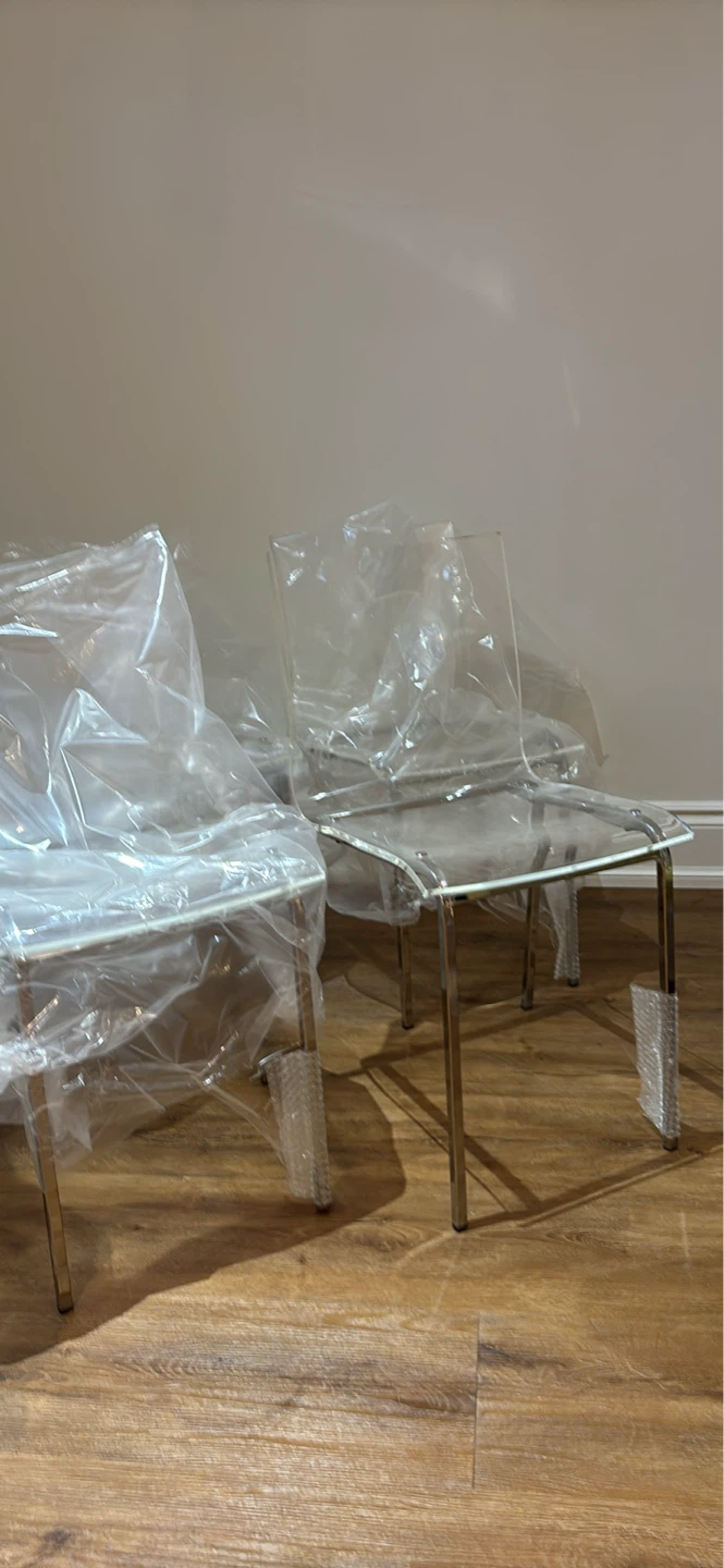 NEW Set of 8 Clear Ghost Chairs with Chrome Legs - photo 2