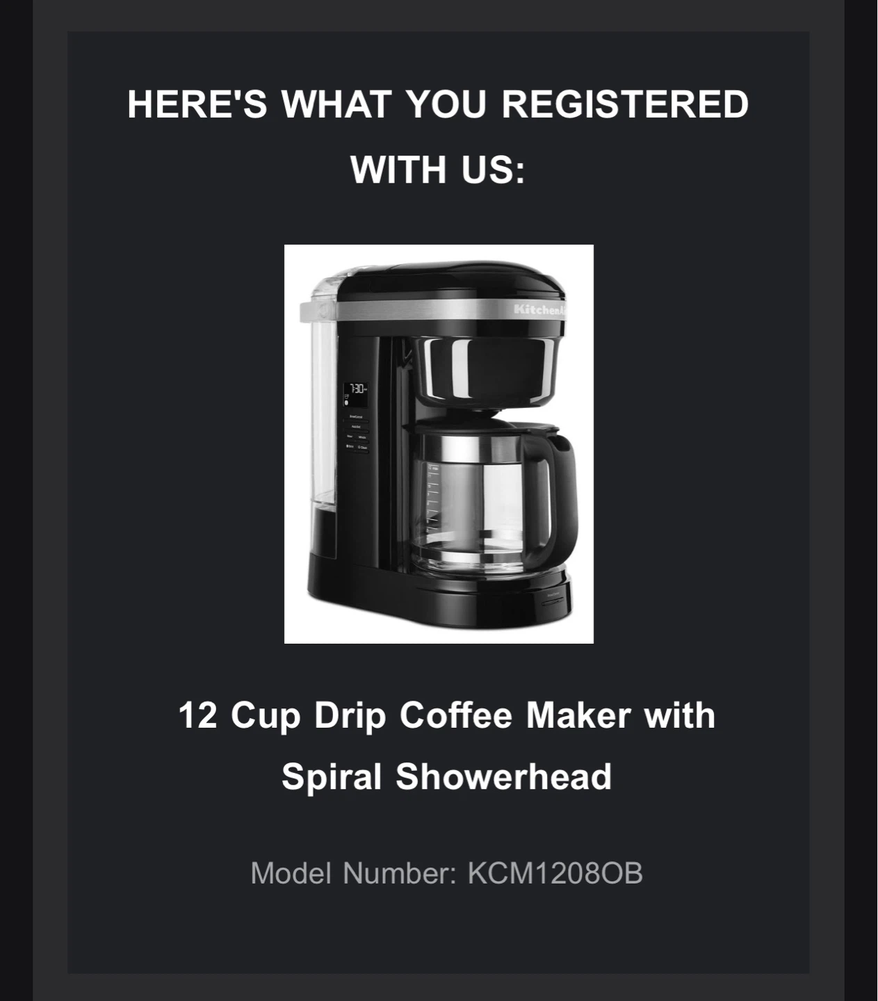 KitchenAid 12 Cup Drip Coffee Maker KCM1208OB - photo 4