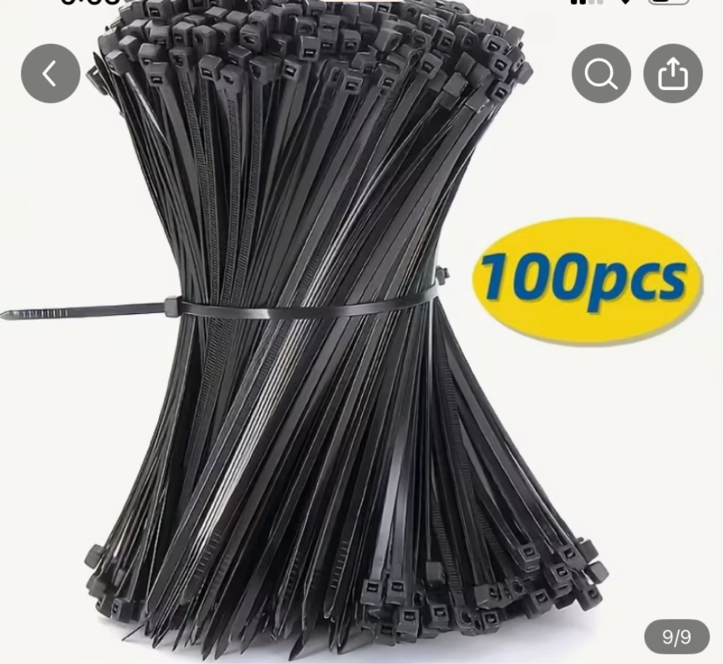 100 Pack Black Zip Ties - 10 inch