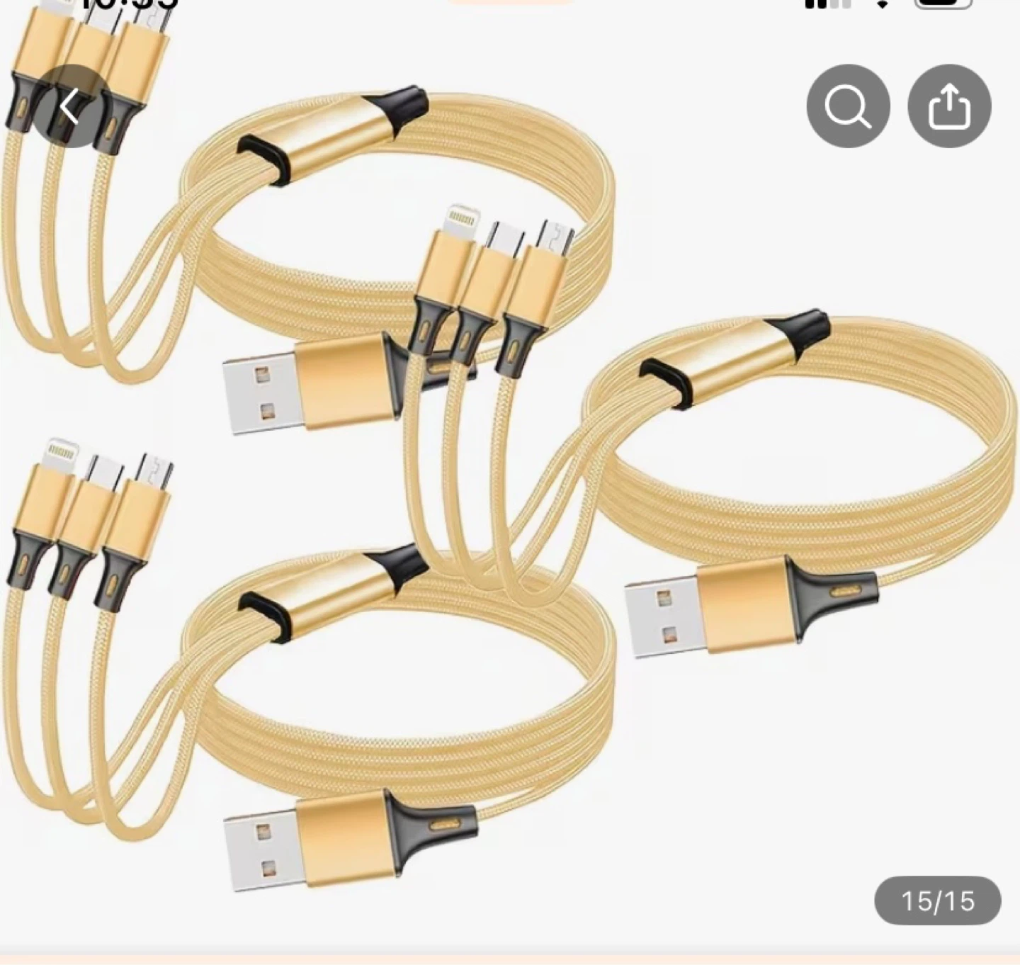 1pc 3-in-1 Charging Cables, USB-C, Lightning, Micro USB) - photo 2