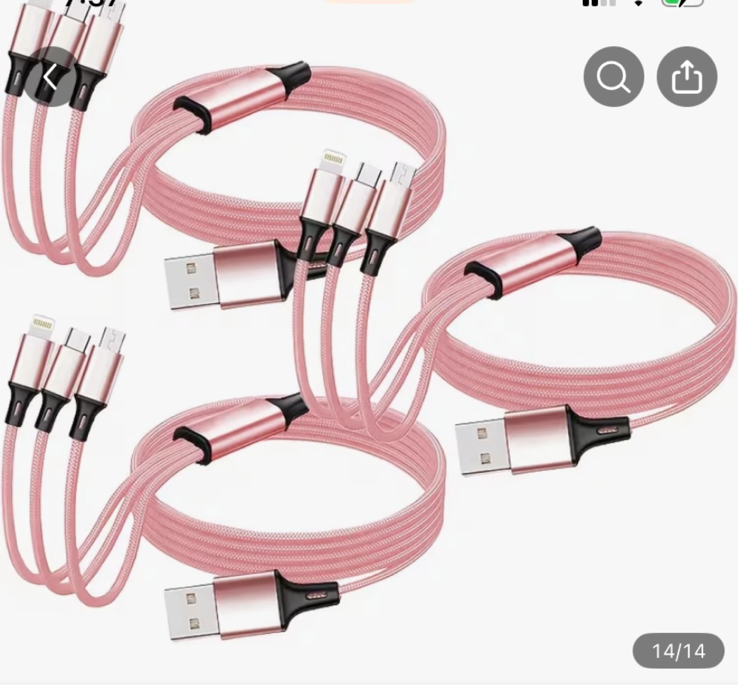 1pc 3-in-1 Charging Cables, USB-C, Lightning, Micro USB) - photo 4