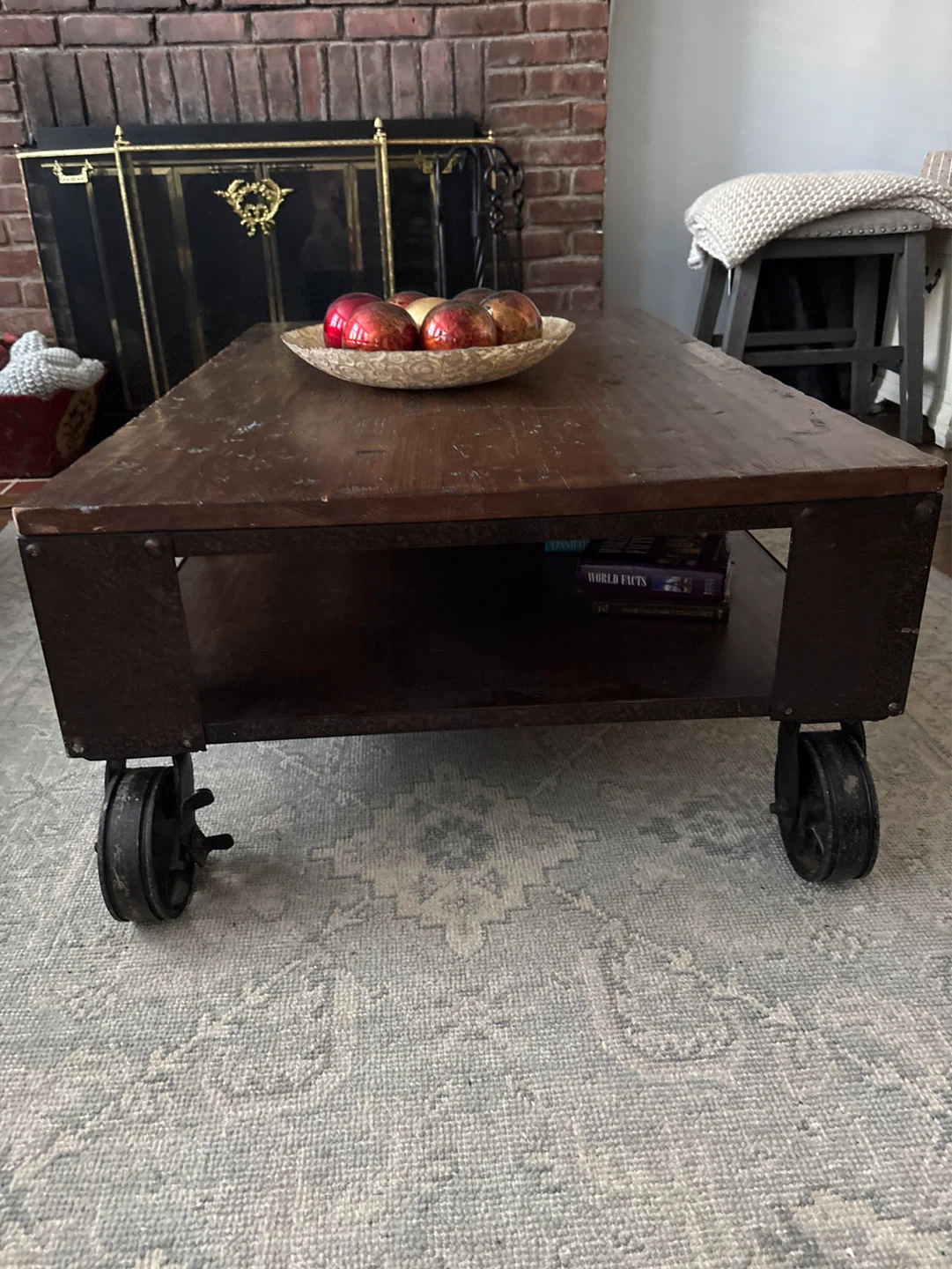 Rustic Wood Coffee Table with Wheels - photo 4