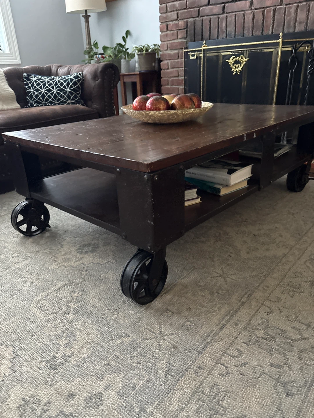 Rustic Wood Coffee Table with Wheels - photo 5