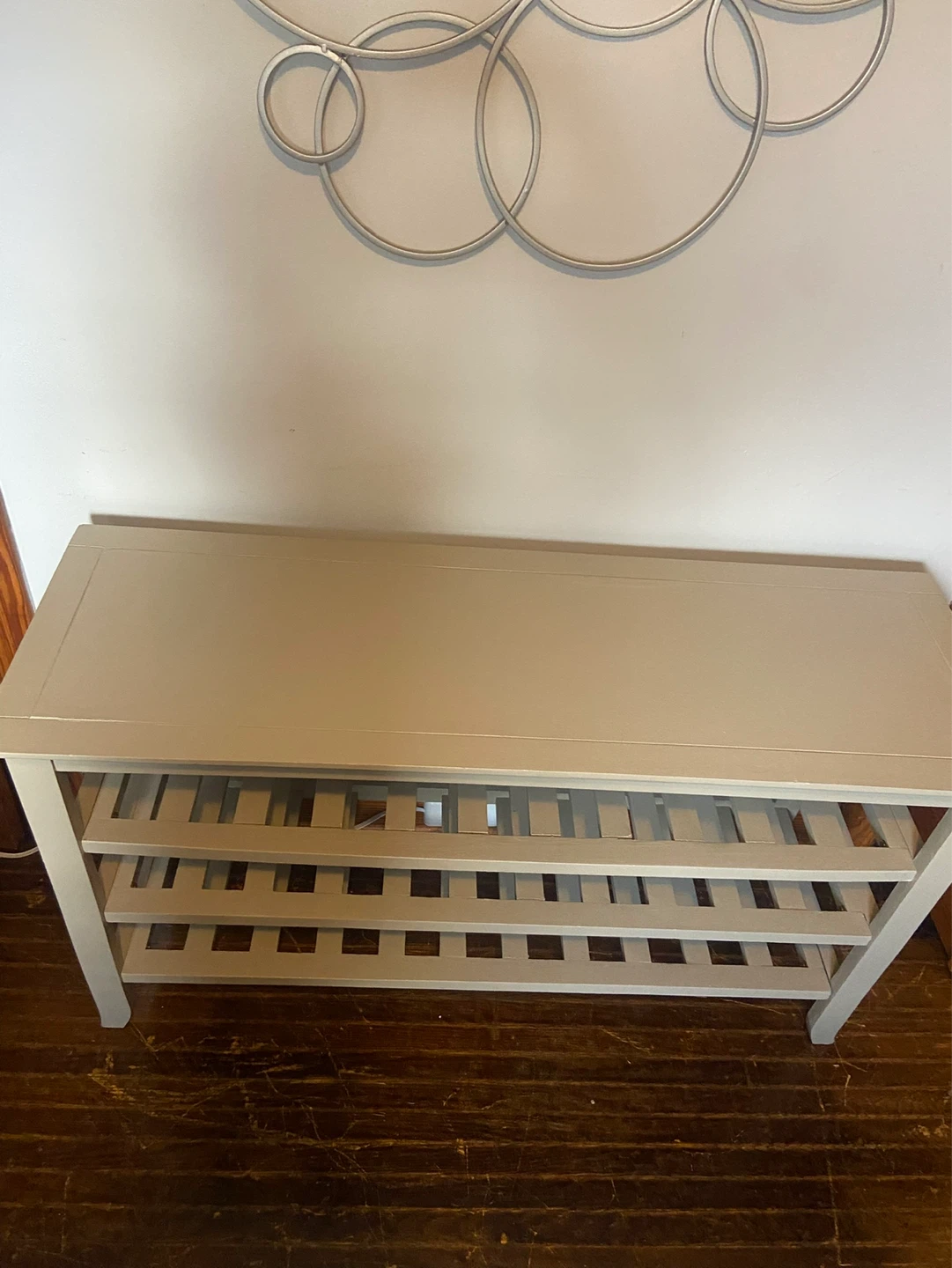 Grey Wooden Entryway Bench with 4 Shelves - photo 5