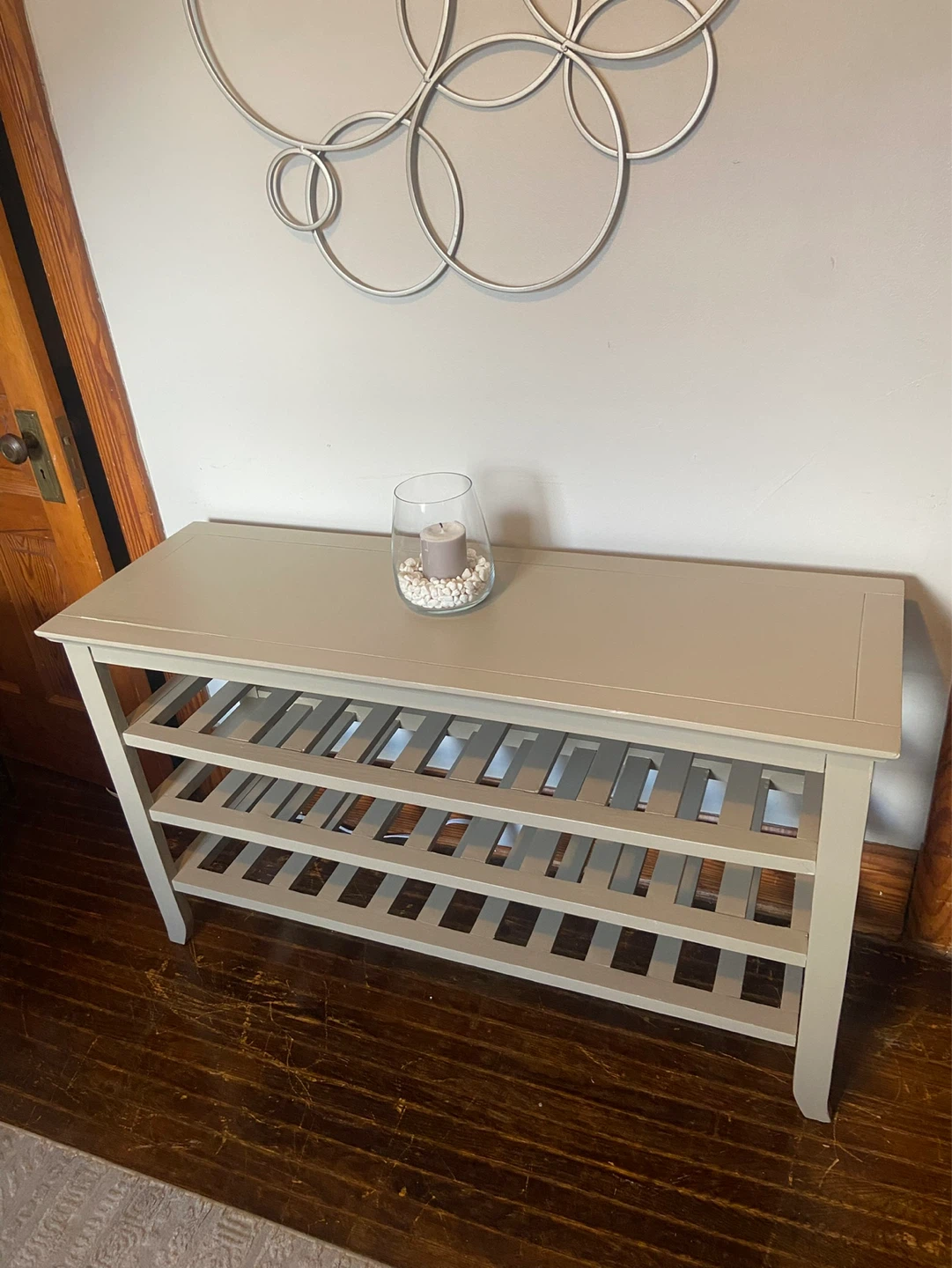 Grey Wooden Entryway Bench with 4 Shelves - photo 3