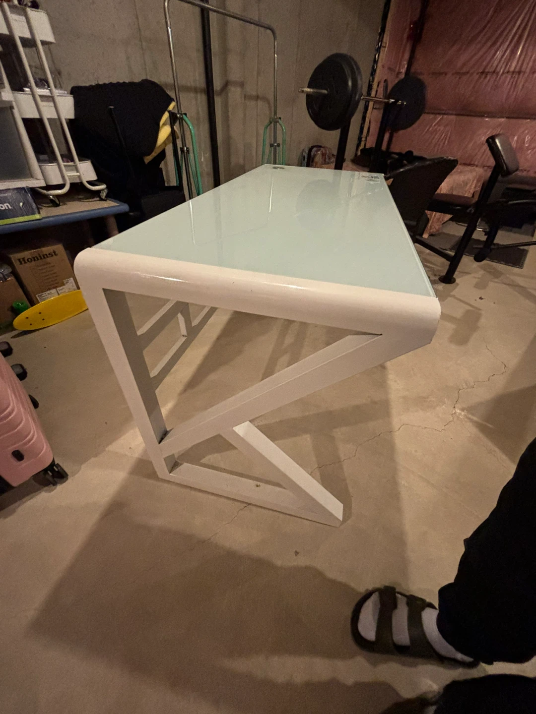 Modern Glass Top Desk with White Frame - photo 4