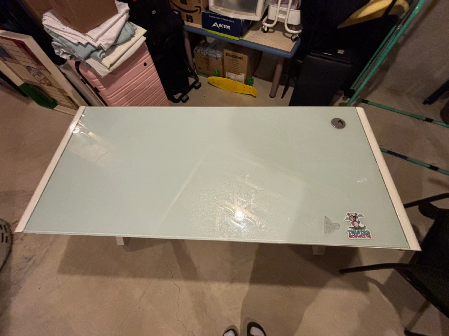 Modern Glass Top Desk with White Frame - photo 3