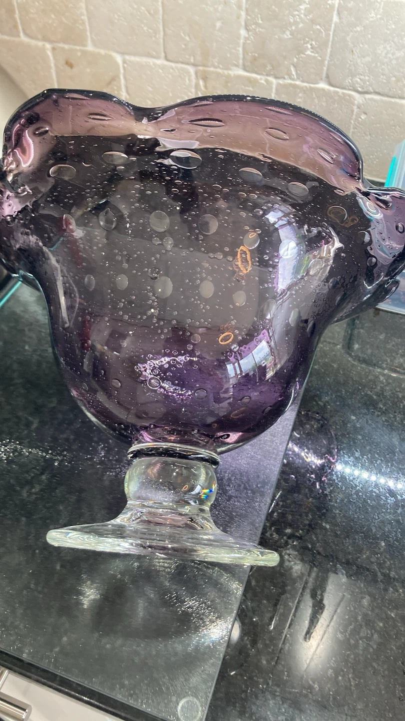 Purple Glass Compote Bowl