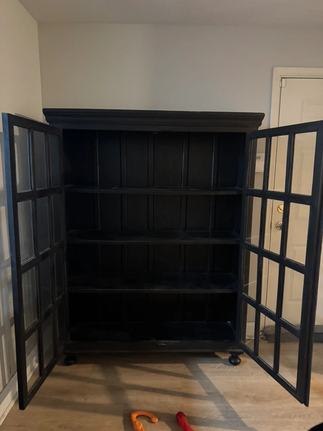 Crate & Barrel Black Display Cabinet with Glass Doors - photo 3