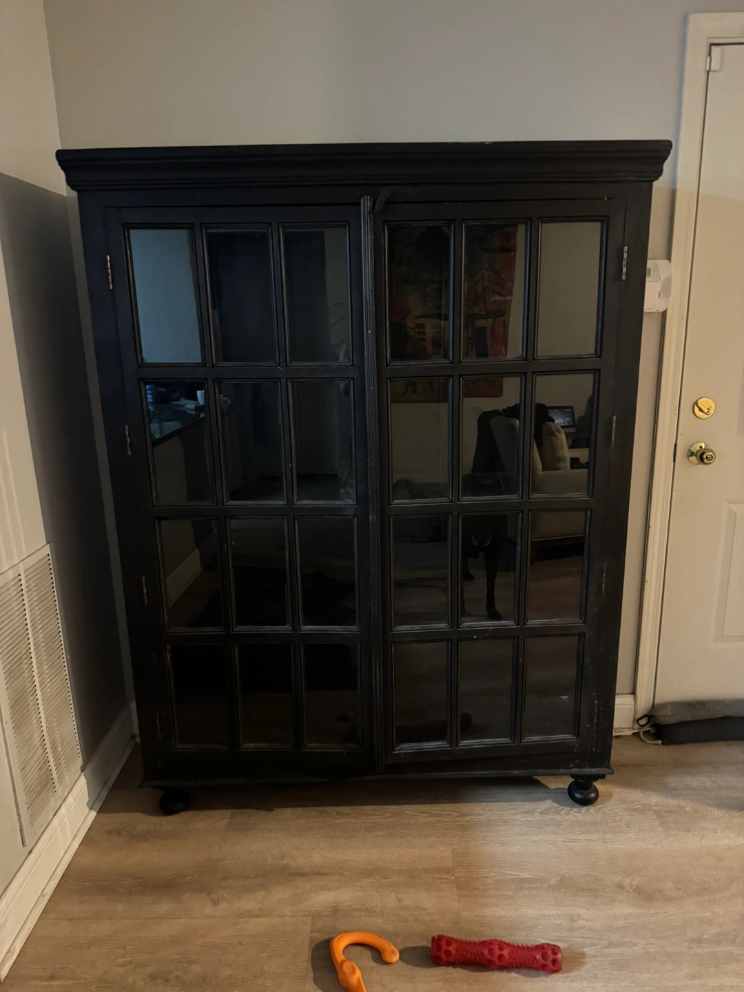 Crate & Barrel Black Display Cabinet with Glass Doors