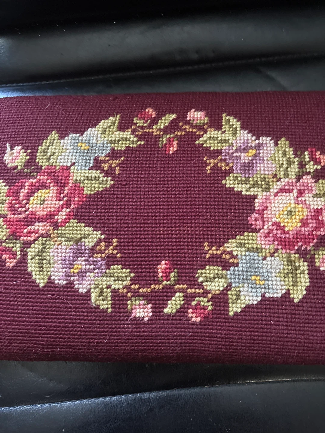 Vintage Floral Needlepoint Footstool Top/ cushion - photo 4