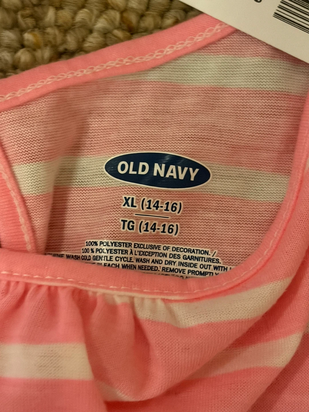 Old Navy Pink Striped Romper Girls XL (14-16) - photo 2
