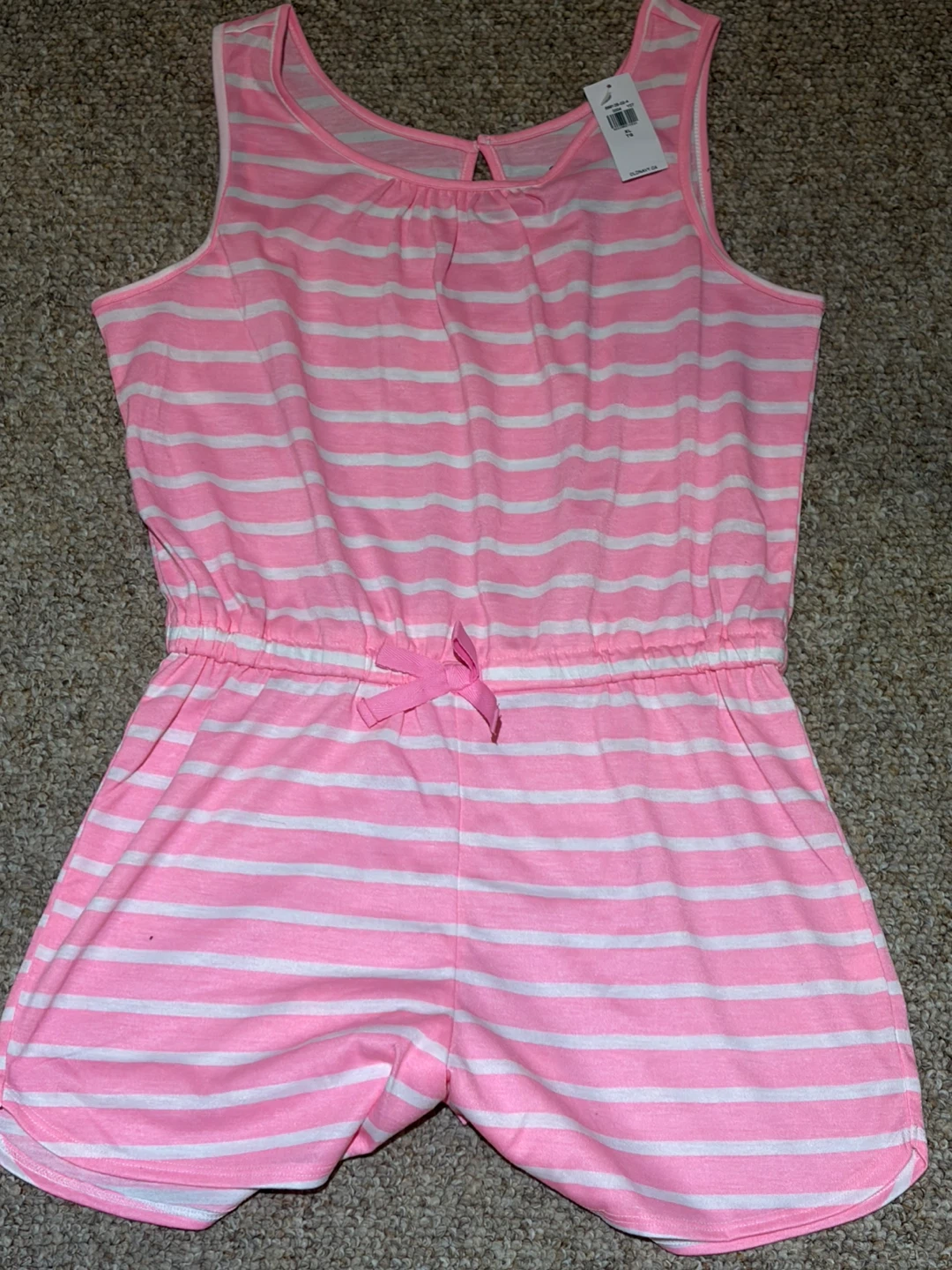 Old Navy Pink Striped Romper Girls XL (14-16)