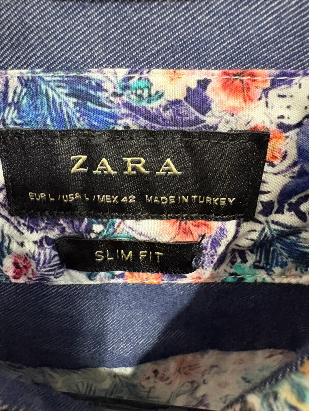 Zara Slim Fit Button-Up Shirt Size L - photo 2