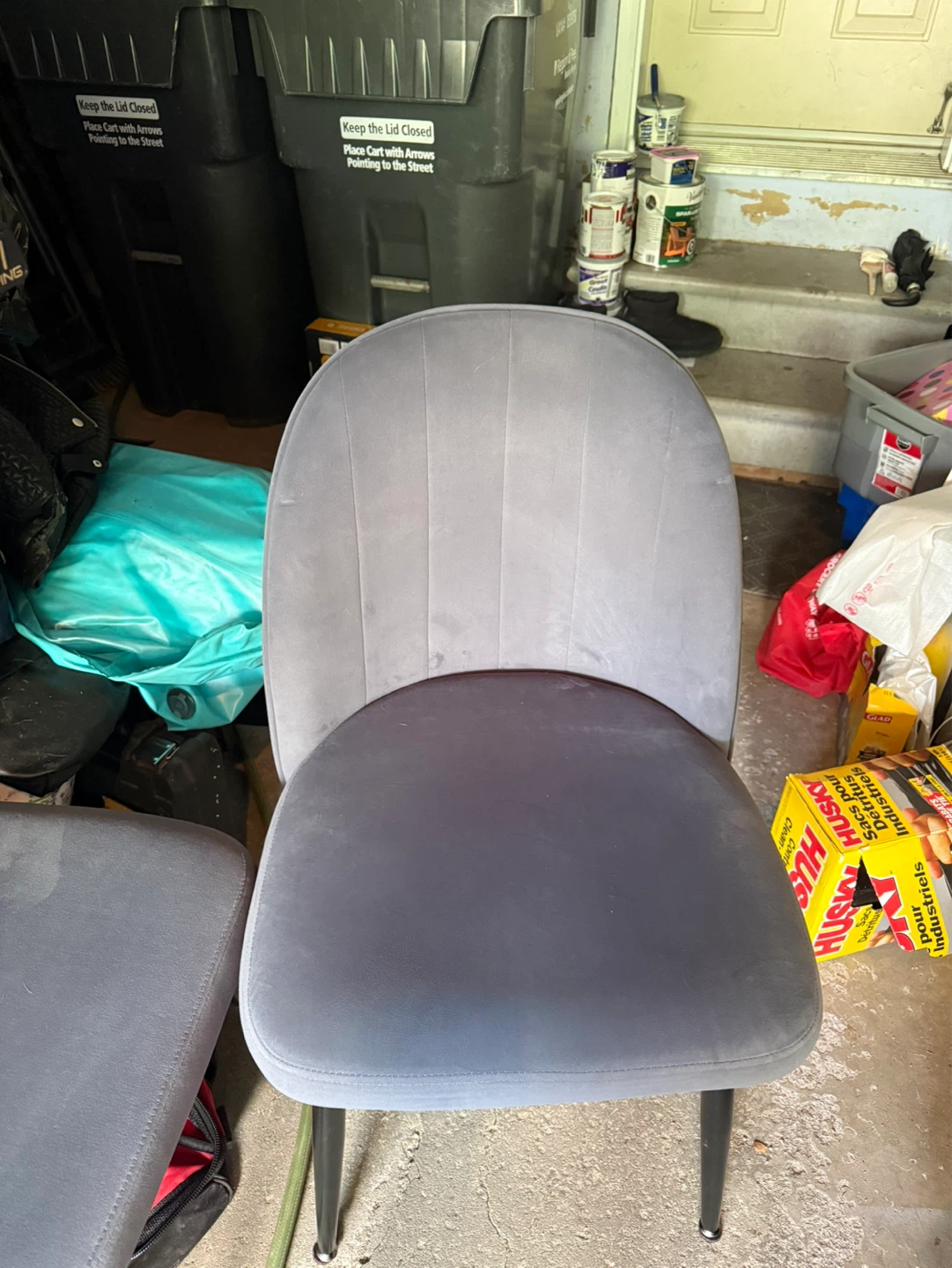 2 Blue/Grey Velvet Accent Chairs