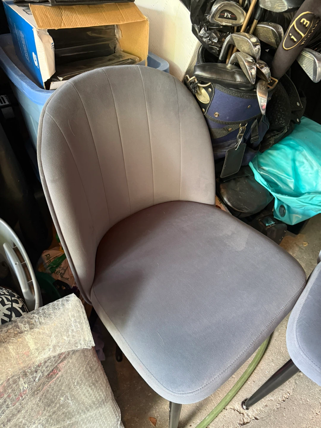 2 Blue/Grey Velvet Accent Chairs - photo 2