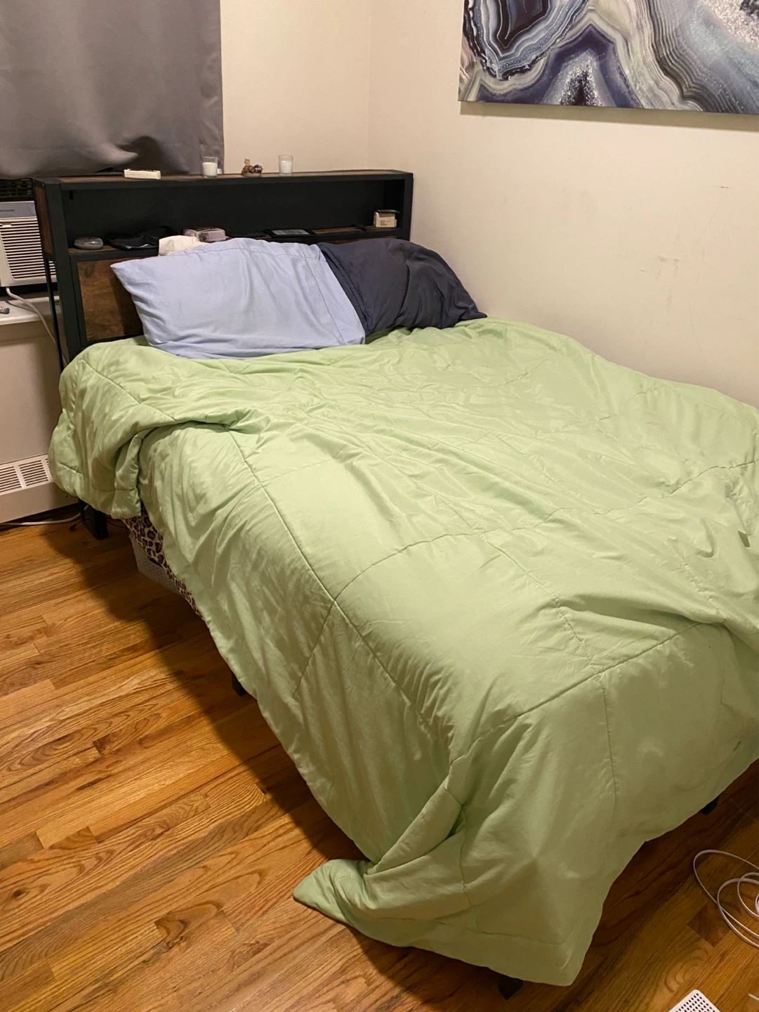 Headboard Bed Frame  with Shelving and Mattress