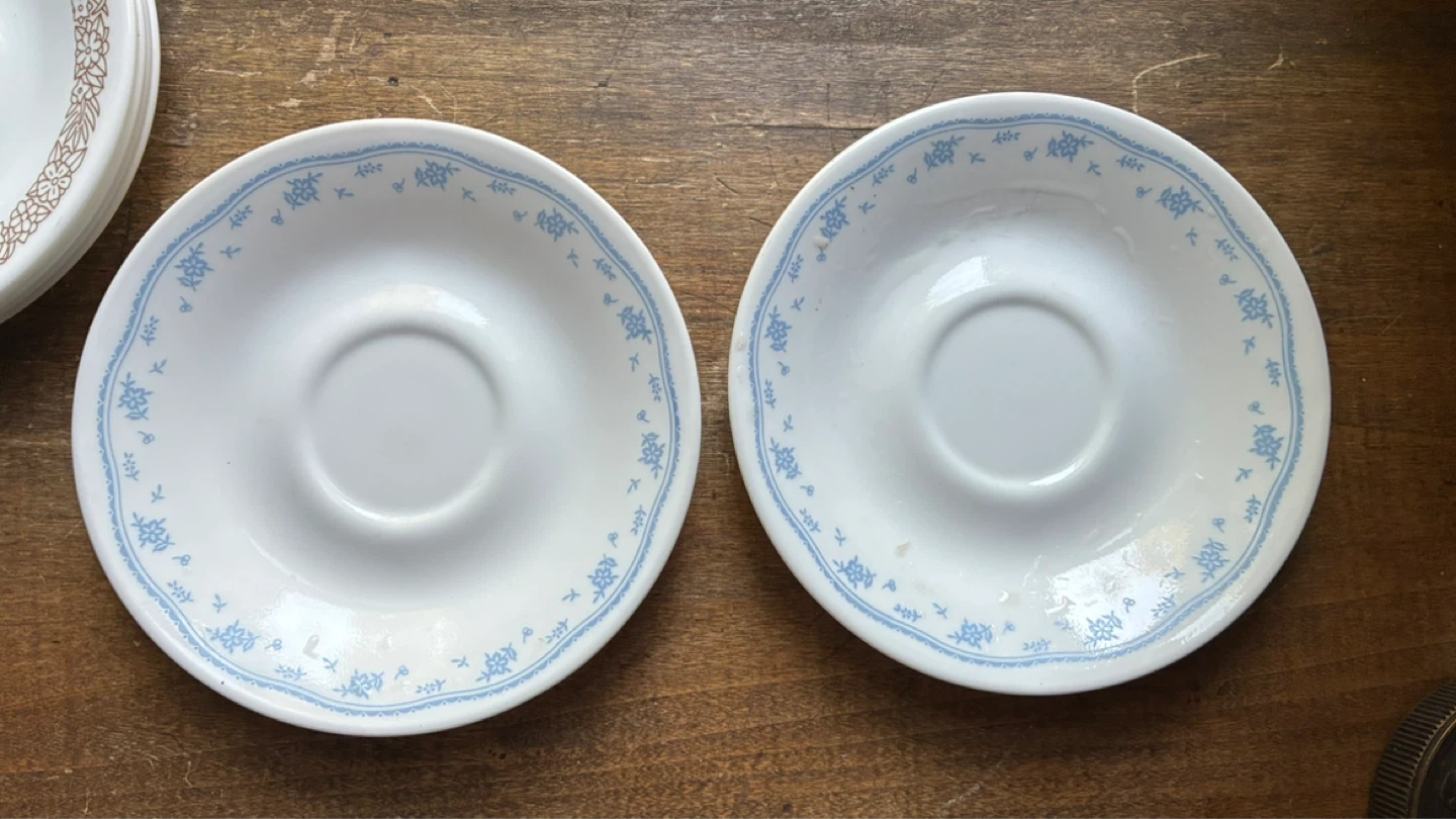 $3 saucers Corelle Woodland Brown Flower & morning Blue plates - photo 5