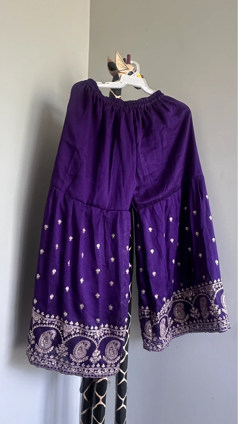 Purple Embroidered Kurti, Palazzo Pants, and Dupatta Set size 50 - photo 2