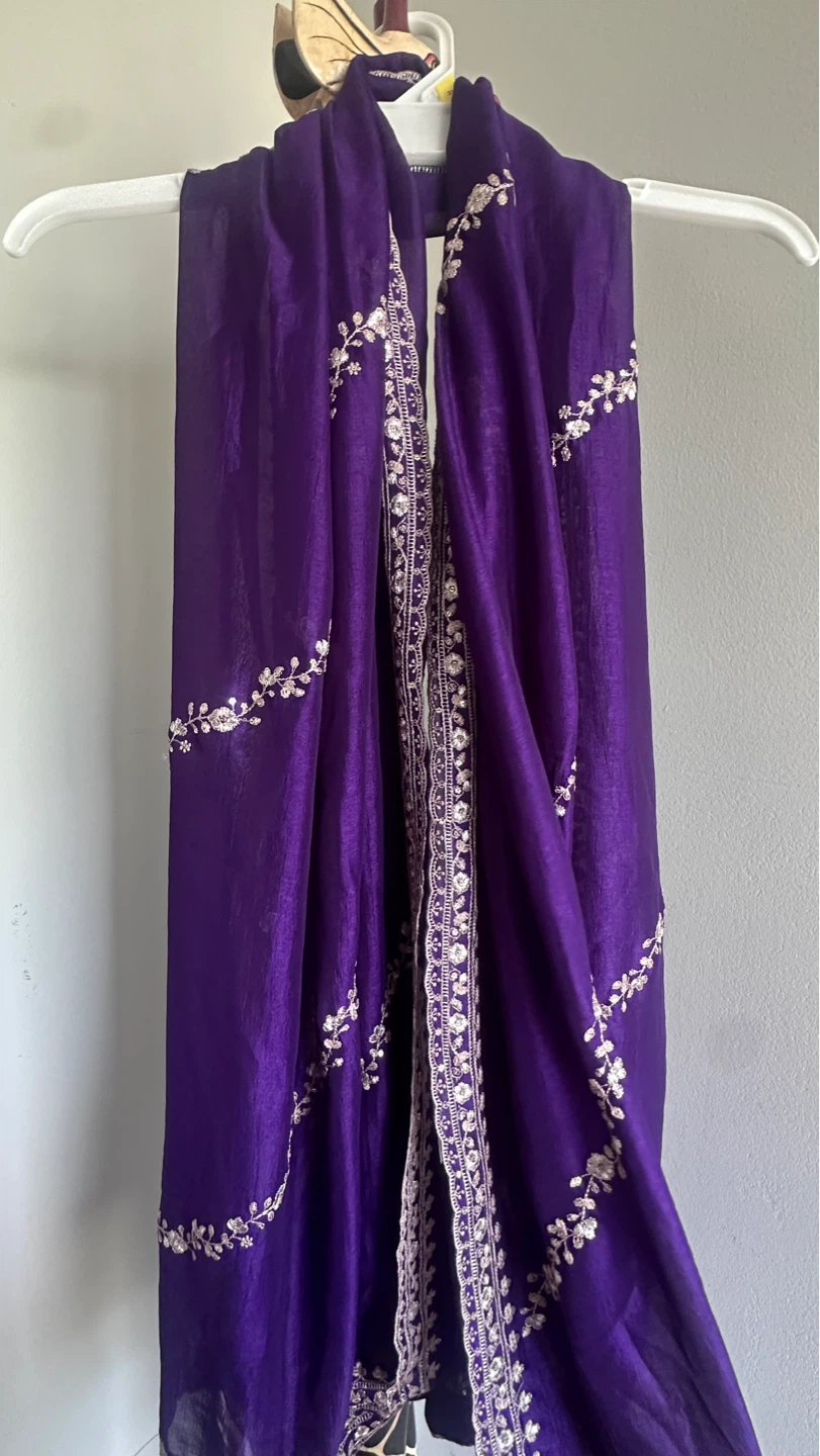 Purple Embroidered Kurti, Palazzo Pants, and Dupatta Set size 50 - photo 3