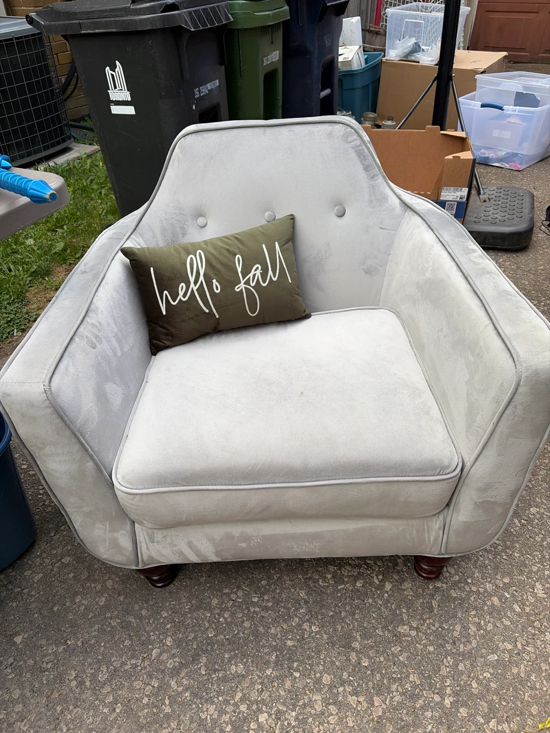 Grey Velvet Armchair