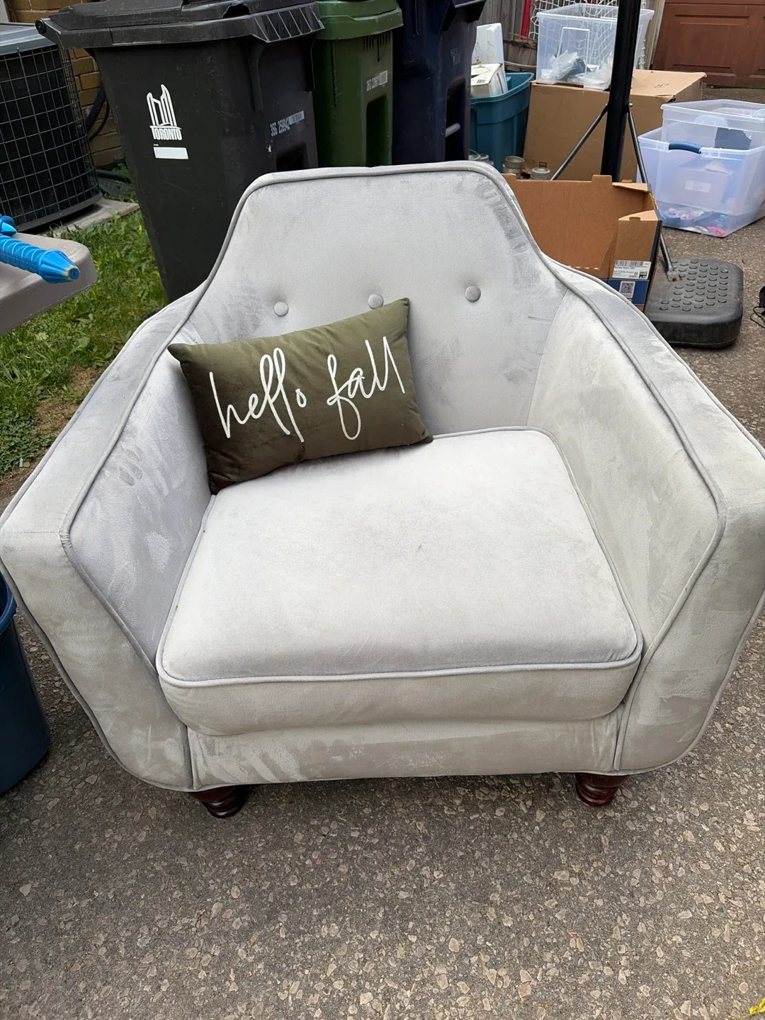 Grey Velvet Armchair