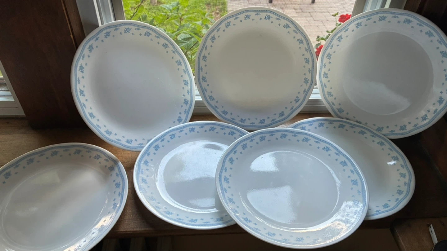 $6 Dinner Plate Corelle Morning Blue 1980s Corning - photo 4