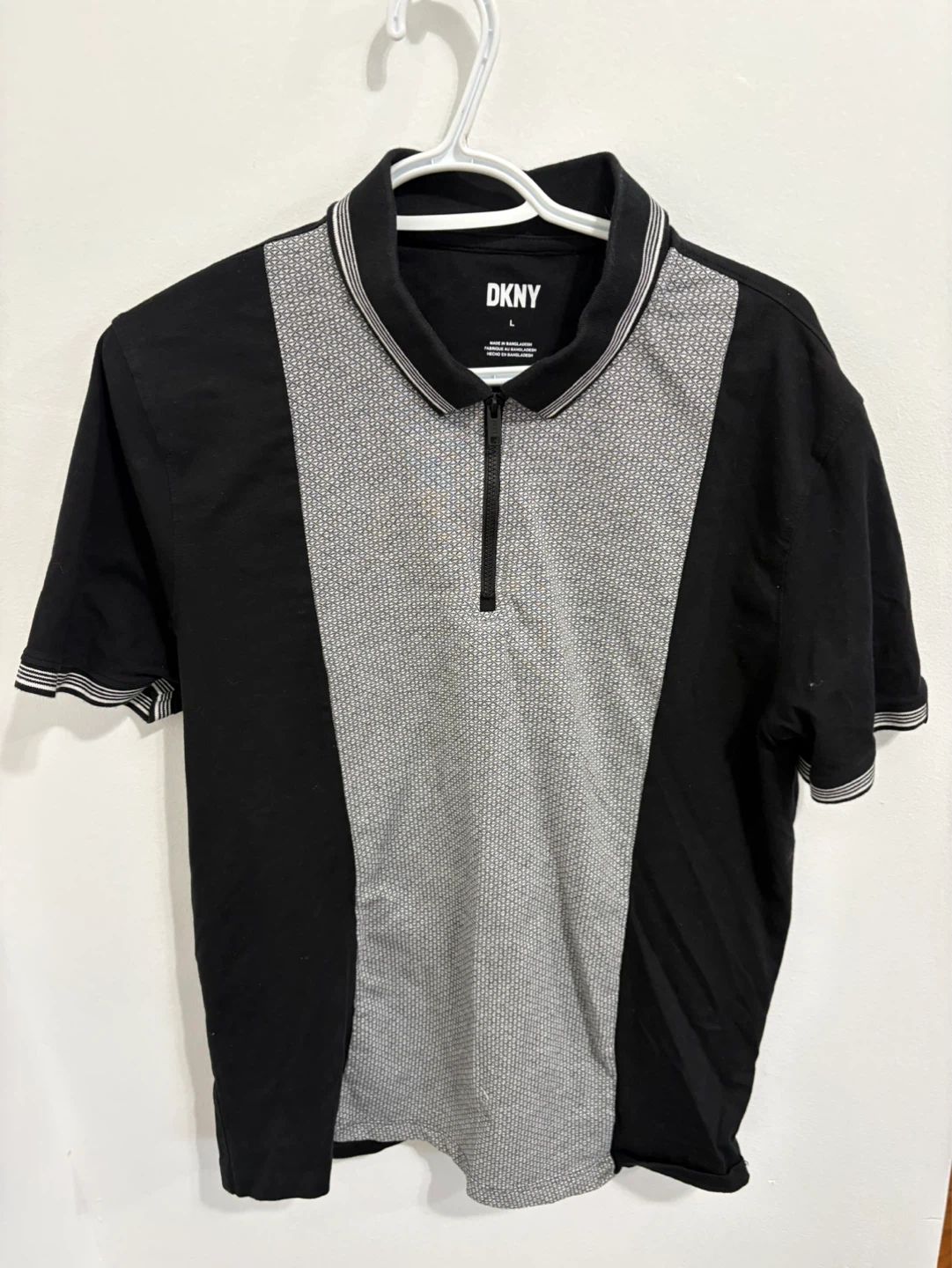 DKNY Black & Grey Polo Shirt - Size L