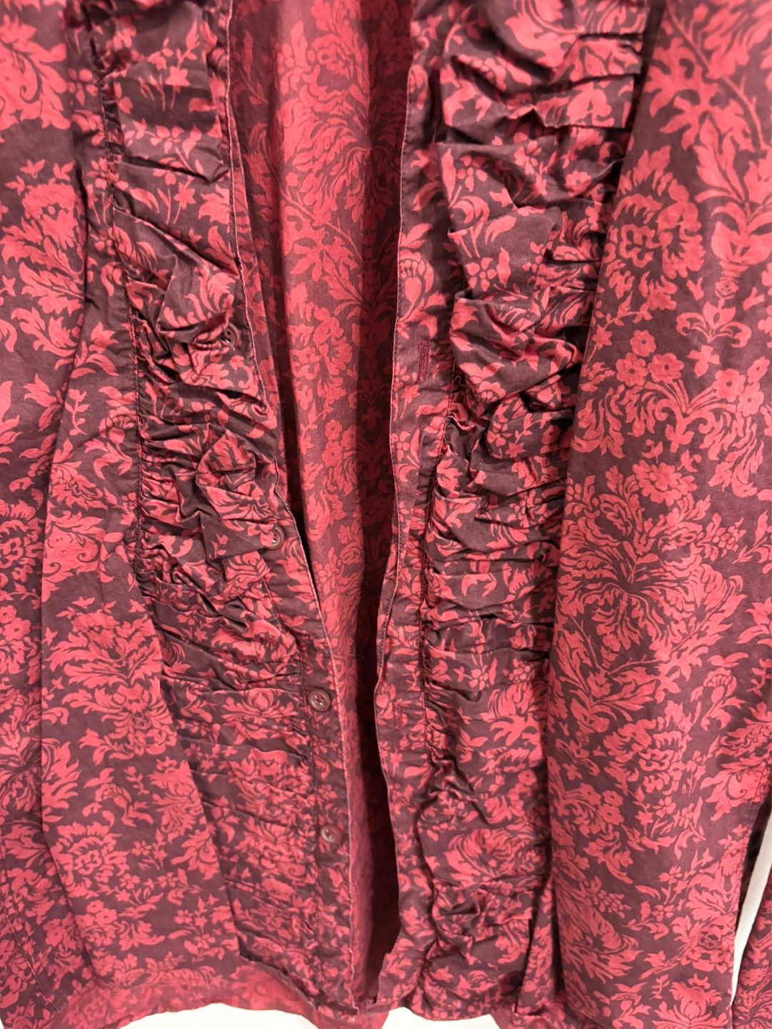 H&M Men’s Red Floral Print Ruffle Shirt XL - photo 5