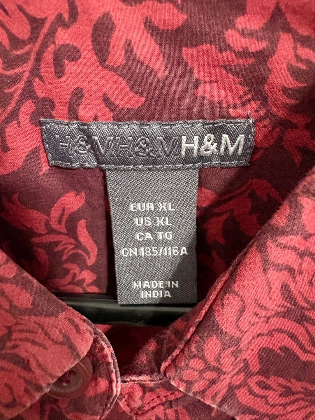 H&M Men’s Red Floral Print Ruffle Shirt XL - photo 2