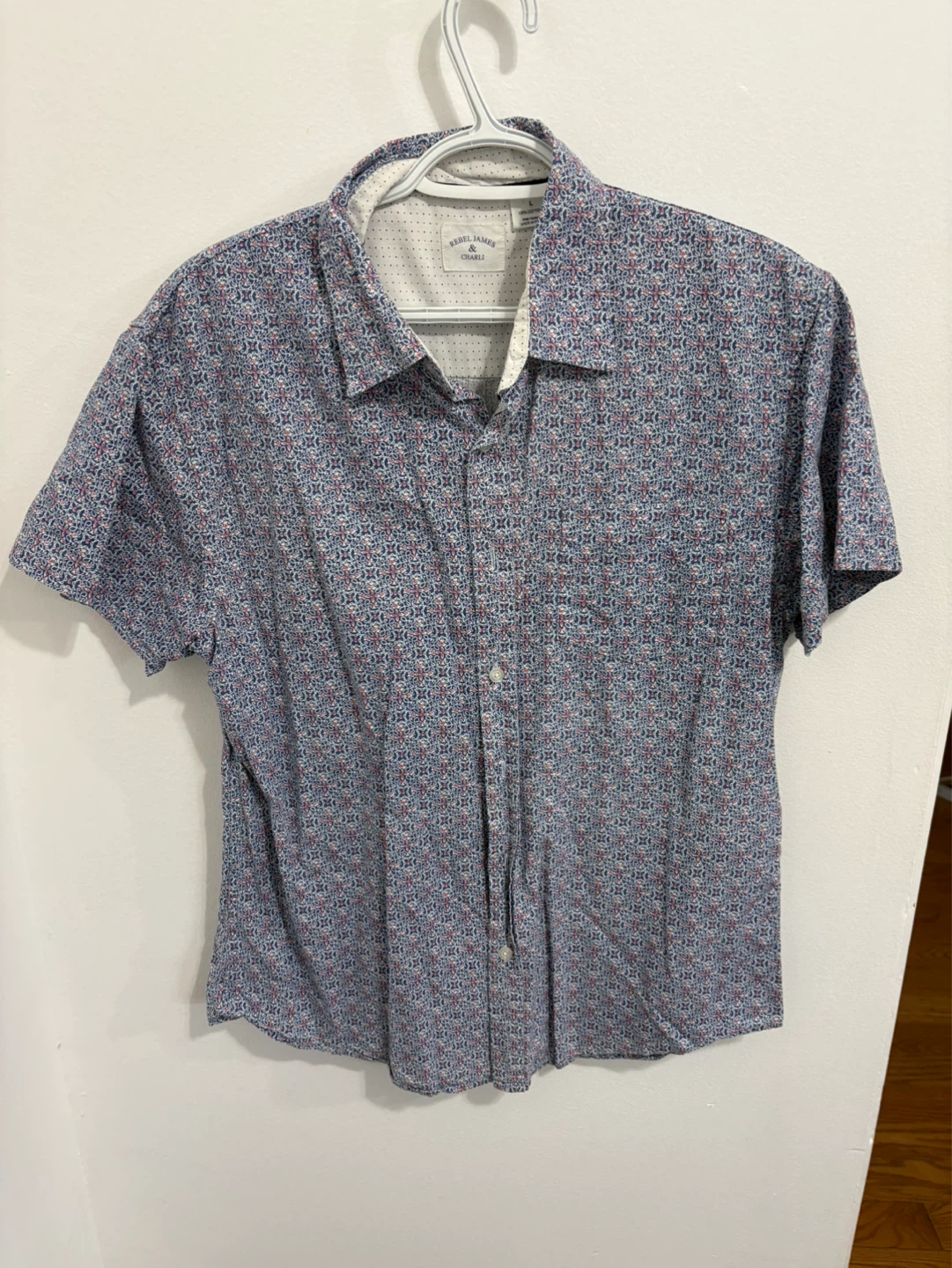 Rebel James & Charli Men's Short Sleeve Button-Up Shirt - Large