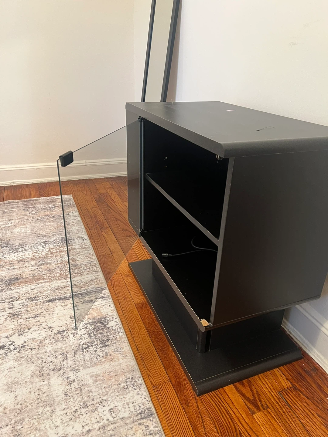 Black Media Console with Glass Door