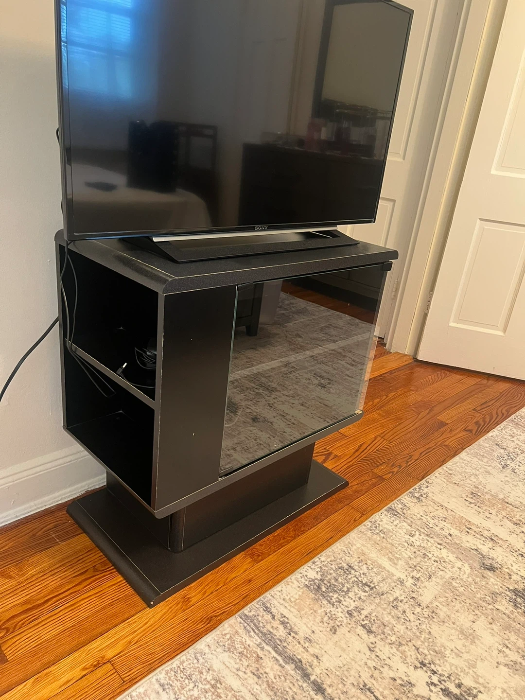 Black Media Console with Glass Door - photo 5