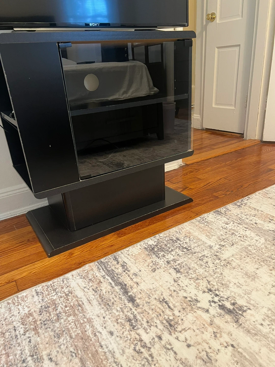 Black Media Console with Glass Door - photo 4